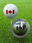 Joayuezo Stainless Steel Ball Marker Golf Balls Marker Stencil Personalized DIY Golf Ball Liner Golf Ball Drawing Alignment Stencils Marking Tool (Canadian Flag)