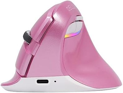 Delux M618MINI-Pink Ergonomic Mouse Wireless, Rechargeable Mini Vertical Mouse, Silent Click, 6 Buttons, 4000 DPI, RGB Light, Multi-Device, for Carpal Tunnel, for Computer/Laptop/PC/Mac