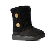 REDVOLUTION Kids Boots Toddler Girls Cute 2 Buttons Faux Fur Suede Knitting Shoe (Toddler 8, 285 Black)