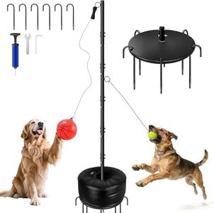 Hfshimlux Tetherball Set with Tetherball Ball and Rope 5-Prong Ground Anchor,20kg Water Weight Bag & Adjustable Height Pole Outdoor Backyard Lawn Park Rope Ball Game for Family Dogs (Black)