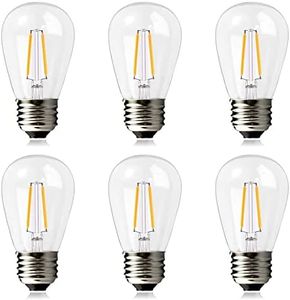 BRIMAX 2W S14 LED Edison Light Bulbs for String Light Replacement, AC220-240V, Shatterproof, E27 Base, 2700K Warm White Clear Plastic Bulb, 2Watt to Replace 11w/20w/25w Incandescent Bulb, 6Pack