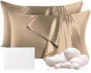 THXSILK Set of 2 100% Mulberry Silk Pillowcase for Hair and Skin, Grade 6A+ Mulberry Silk Pillow Cases 22 Momme, Hypoallergenic Pillow Case Cover with Zipper (Queen 20"x30", Taupe)