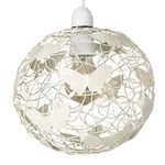 Modern Cream Wire Frame Globe Ceiling Pendant Light Shade with Decorative Butterflies