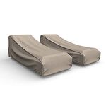 Budge P2W02PM1-2PK English Garden Patio Chaise Lounge Chair Cover (2 Pack) Heavy Duty and Waterproof, Extra Large (2-Pack), Tan Tweed