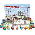 KreativeKraft Advent Calendar 2024 with 24 Diecast Mini Racing Cars or Construction Trucks (Construction Trucks)