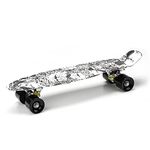 PHAT Kids Skateboard, 22" Mini Skateboard for Kids Teens Adults & Beginners, PU Wheels with All-in-One Skate T-Tool (White-Skull)