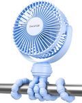 Gaiatop Mini Portable Stroller Fan, Battery Operated Small Clip on Fan, Detachable 3 Speed Rechargeable 360° Rotate Flexible Tripod Handheld Desk Cooling Fan for Car Seat Crib Treadmill Travel Blue