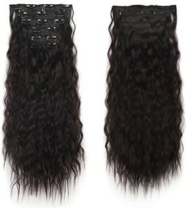 Clip In Hair Extensions 24" Curly Hair Extensions Water Wave Clip In Hair Extensions Clips Long Hairpieces Synthetic Invisible Hair Extensions (2#)