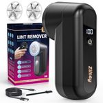 Ziitty Lint Remover, Bobble Remover for Clothes, Rechargeable Fabric Shaver with LCD Display, Three 6-Leaf Blades Debobbler, Fuzz Fluff Remover, De Bobbler for Clothes Furniture, Electric Lint Shaver