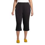 Lands' End Women's Plus Size Sport Knit Capri Pants, 1X, Black
