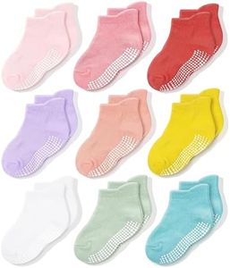 CozyWay Non-Slip Ankle Style Socks with Grippers, 9 Pack for Baby Boys and Girls, Assorted Colors, 6-12 Months