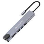 Amkette 8-in-1 Type C Hub/Docking Station with 100W Power Delivery&USB C Data Transfer Multiport Adapter with 4K HDMI,USB 3.0,100 MBPS Ethernet,SD/TF Card Reader,for All Type C Devices-MacBook,Laptops