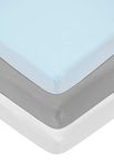 American Baby Company 100% Natural Cotton Jersey Knit Fitted Bassinet Sheet, Blue/Gray/White, (Pack of 3)