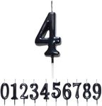 Birthday Candles Number Cake Candles - Black Number 4 Birthday Candle for Birthday Cake Party Decoration Wedding Anniversary Celebration Candle