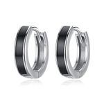 TANGPOET Hoop Earrings 925 Sterling Silver Small Black Sleeper Earrings Hypoallergenic Huggie Earring Birthday Valentines Day Jewelry Gifts for Men Women Boys Girls