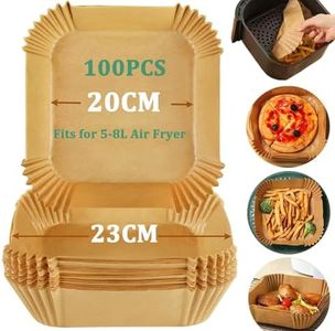 Mavere Air Fryer Paper Liners Square, 20 CM Air Fryer Parchment Paper Liner 100 PCS, Non-Stick Air Fryer Paper Pads Oil Resistant, Waterproof, Food Grade Baking Paper for Roasting Microwave