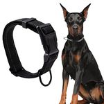 Qpets Reflective Strong Dog Collar For Medium Large Dogs, Nylon Tactical Dogs Collar With Reflective Safety Strip Leash Ring, Dog Training Collar Quick Release Buckle(L, 18.9''-23.2''),?25 cm,W_5 cm