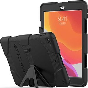 TECHGEAR G-Shock Étui pour iPad 10.2 2021/2020 / 2019 [9ème, 8ème 7ème génération] Coque Rigide, Haute Protection Antichoc avec Support Amovible - Housse pour Enfants Écoles Ouvriers - Noir