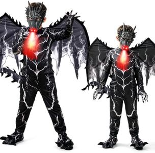 Kids Dragon Costume, Boys Dragon Halloween Costume with Mask, Wings & Tail