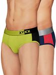 XYXX Men's Underwear Dualist IntelliSoft Antimicrobial Micro Modal Brief Pack of 2 (Lime Punch & Black ; Black Iris & Tango Red; XL)