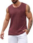 COOFANDY Tank Tops for Men Knit Sleeveless Shirts Casual Beach Muscle T Shirts for Summer Wine Red X-Large