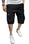 JMIERR Mens Cargo Shorts Cotton Drawstring Golf Shorts Men's Casual Classic Elastic Waist Workout Shorts Twill Hiking Outdoor Beach Shorts for Men with 6 Pockets Relaxed Fit Spring CA42(3XL) 0 Black