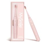 MySmile DY156 Electric Toothbrush for Adults, Rechargeable Sonic Automatic Toothbrush Portable with 2 Brush Heads, 2 Mins 5 Modes Smart Timer, 45000VPM, One Charge for 60 Days - Pink