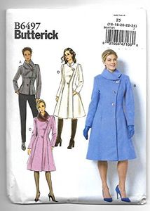 Butterick B6497 Misses' Petite Jacket and Coats with Asymmetrical Front and Collar Variations Sewing Pattern - Size 42-44-46-48-50