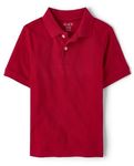 The Children's Place Boys Uniform Short Sleeve Pique Polo, Classic Red Single, Small