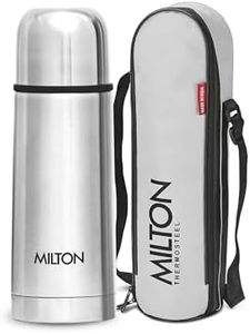 Milton Thermosteel Flip Lid Flask 350, Double Walled Vacuum Insulated Thermos 350 ml | 12 oz | 24 Hours Hot and Cold Water Bottle with Cover, 18/8 Stainless Steel, BPA Free, Leak-Proof | Silver