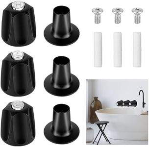 VEEVIIY 81428 Bathtub and Shower Knobs 3 Pcs with Base Compatible with Price/Pfister Verve Tub Shower Faucet Knob, Matte Black Bathtub Faucet Handle Remodel Trim Kit with Hot/Cold Connectors Screws