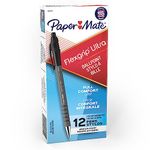 Paper Mate Flexgrip Ultra Retractable Medium Point Ballpoint Pen, 12 Black Ink Pens (9530131)