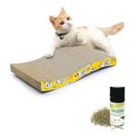 Emily Pets Cat Scratcher Cardboard 2 in 1 Reversible Scratching Pad Recyclable Corrugated Scratch Toy with Wave Shape & 10ML Catnip Cat Scratch Lounge for Furniture Protection Scratch Board