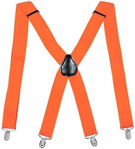 35mm Wide Men's Adjustable Elastic Braces Clip On Trouser Lift Suspenders ac4615 (Fluro Orange)