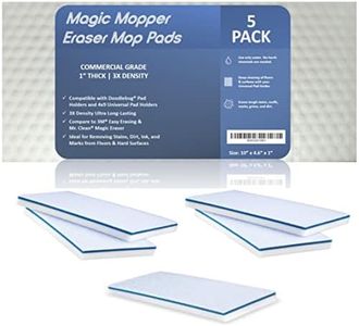 Magic Mopper Eraser 4.5" x 10" x 1" Mop Floor Cleaning Utility Pads Durable Melamine Erasing Sponges Commercial Grade Floor Tile Grout Baseboard Walls Compare to Magic Eraser – Doodlebug Pad (5 Pack)