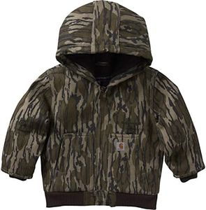 Carhartt Boys' Canvas Insulated Hooded Active Jac, Mossy Oak Bottomland, 3T