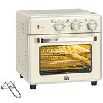 HOMCOM 7-in-1 Toaster Oven, 20L 4-Slice Convection Oven with Warm, Broil, Toast, Bake, Air Fryer Setting, 60min Timer and Adjustable Thermostat, 4 Accessories, 1400W for Countertop