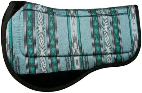 Reinsman Contoured Trail Pad with Breathable Non-Slip Tacky Too Bottom - Durable Shock-Absorbing Stain & UV Resistant 30" L x 34" D Horse Saddle Pad with Spine Relief Channel - Santa Fe Aquamarine