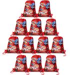 Qemsele 12pcs Kids Party Bags, Children Cartoon Reusable Drawstring Backpacks for Birthday Party Favors Give Aways Supplies Gift Treat Goodie Bags for Boys Girls Toddlers (Car)