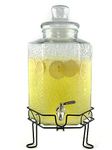 2.5 Gallon Glass Beverage Dispenser Stainless Spigot and Stand