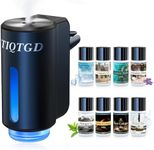 TIQTGD Smart Car Air Freshener, Car Air Freshener Diffuser with 3 Adjustable Light Modes, Rechargeable Aromatizante para Carro with 8pcs Essential Oil, Long-Lasting, Black