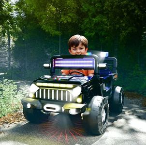 Cockatoo KX-Thar Ride-On Electric Car For Kids, Electric Jeep For Kids To Drive 2 years 12 With 12V Dual Motor 6V Double Battery Remote Control LED Headlights, Bluetooth Music Lights Big Wheels, Black