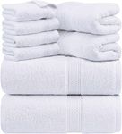 Utopia Towels 8 Piece Towel Set - 2 Bath Towels, 2 Hand Towels and 4 Washcloths Cotton Hotel Quality Super Soft and Highly Absorbent (White)