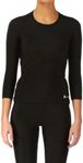 Proskins Women's Slim 3/4 Length Sleeve Anti Cellulite Compression Top, Black, 14