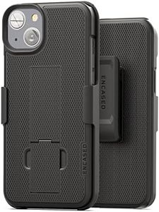 Encased DuraClip Holster Designed for iPhone 14 Case with Belt Clip and Kickstand (Matte Black)