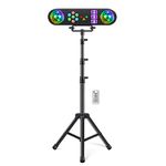 Telbum DJ Lights with Stand, 5 in 1 Party Bar Light Set with Rotating Ball, Strobe, UV, Colorful LED Par Light and Pattern Lights, Sound Activated DJ Lighting System for Disco Stage Gig Band Wedding