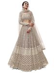 Zeel Clothing Women's Sequins Zari Embroidered Georgette Semi Stitched Lehenga Choli With Dupatta (302-Grey-Wedding-Bridal-Latest-New; Free Size) (Grey)