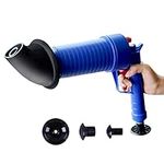 Air Plunger Set, Toilet Drain Unclog Gun with 4 Different Sucker Heads Physical High Pressure Air Blaster Gun Powerful Sink Plunger Efficient Drain Clog Remover Tool for Clogged Bathroom Tub Kitchen