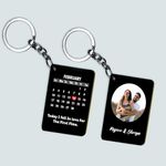 MAKEPHOTOGIFTS Personalized Calendar Keychain Customised Date Highlighted Love Keychain For Husband-Wife Girlfriend-Boyfriend Couples With Name/Photo (Rectangle)