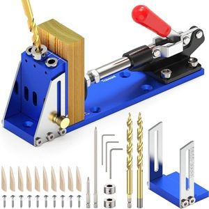 TRAVEANT Pocket Hole Jig Tool Kit, Pocket Hole Drill Guide Jig Set for 15° Angled Holes, All-Metal Pocket Screw Jig, Adjustable & Easy to Use Complete Kit of Drill Guide (Klein Blue)